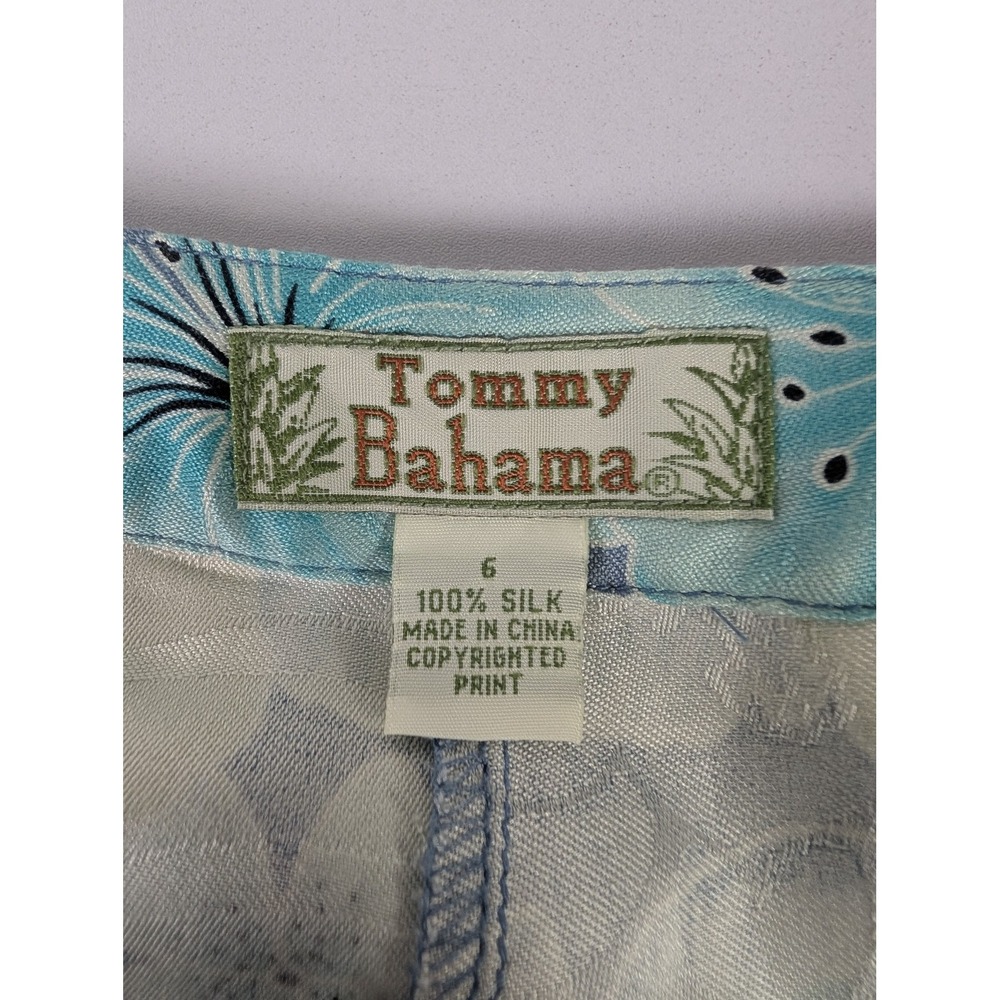 Tommy Bahama Pants Womens 6 Blue Green Floral 100% Silk Hawaiian Tropical Lounge - Picture 6 of 9